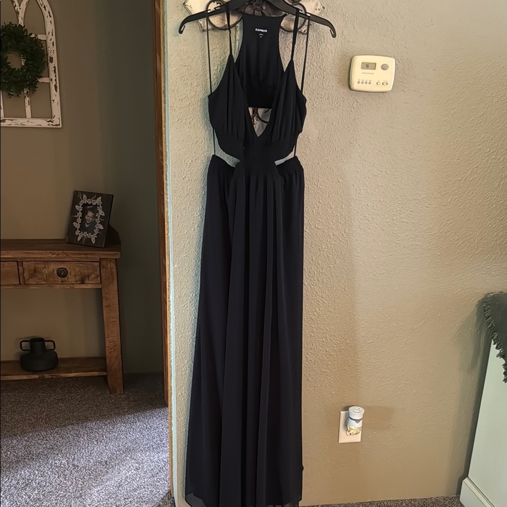 Express Black Sleeveless Halter Gown